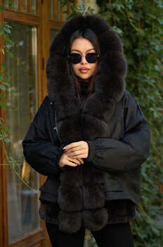 Зимняя женская куртка пуховая с мехом песца Vivilona