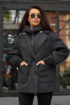 Шерстяной демисезонный женский пуховик Pang Million черный