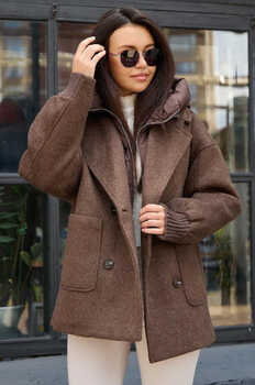 Короткий шерстяной пуховик Pang Million коричневый