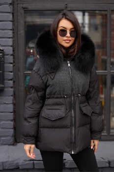 Молодежный пуховик на зиму Bogerner с шерстью черный