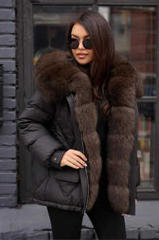 Пуховик Btn Button с меховым воротником черного цвета