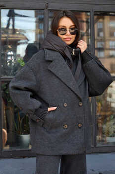 Удлиненный женский пуховик Pang Million шерстяной черный