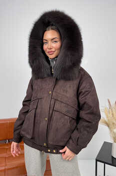 Пуховая куртка  с большим меховым капюшоном