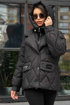 Укороченный стильный пуховик Pang Million черный