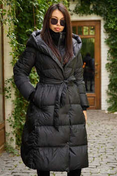 Длинный пуховик Vivilona на зиму с манишкой