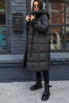 Тканевый пуховик на пухес вшитыми манжетами на рукавах