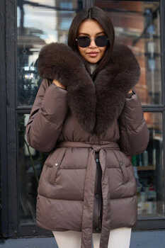 Женский зимний пуховик Vivilona приталенный с поясом