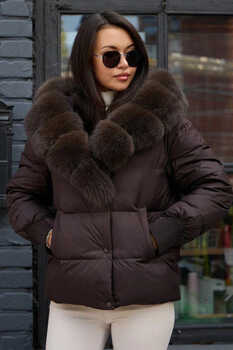 Короткий женский пуховик оверсайз 2025-2026 для зимы