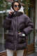 Женский зимний пуховик с манишкой винный